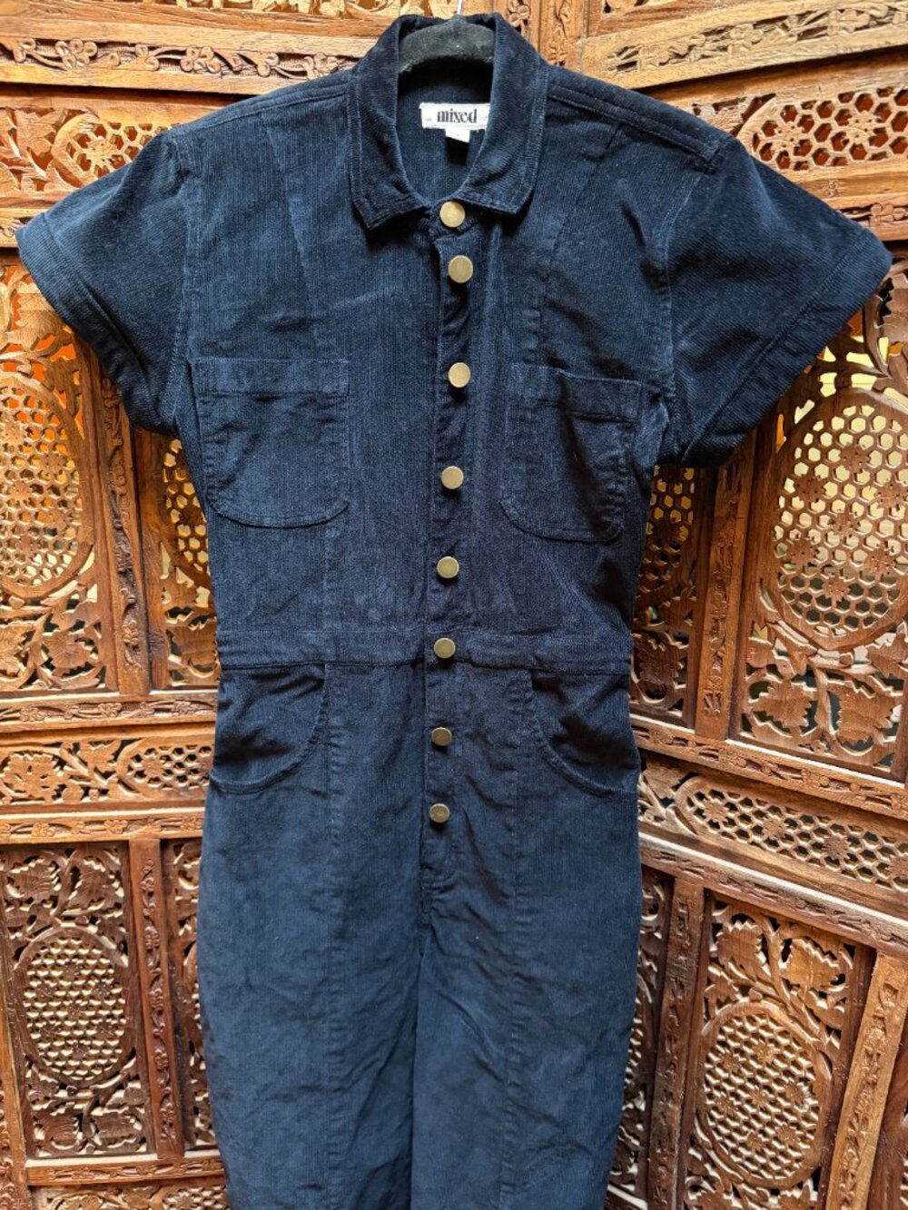 Mixed by Nasrin Classic Jumpsuit, navy corduroy, size S - Picture 3 of 5